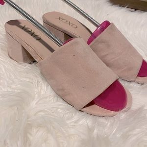 Xoxo velvet baby pink mules size 7.5
